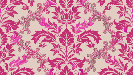 Victorian floral paper [plum] pattern on [vanilla] background