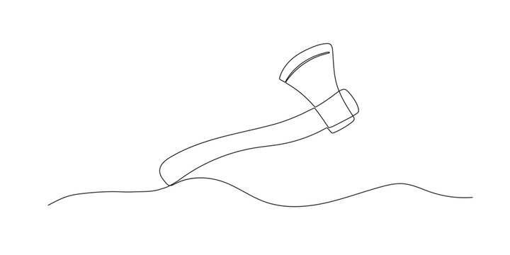 recommend clip art: Axe one continuous line illustration. Doodle sketch