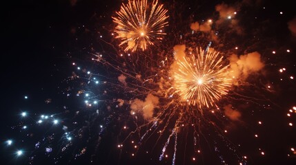 Vibrant fireworks display in the night sky