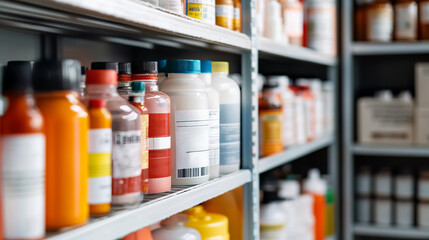 Chemical Warning Labels on Shelves