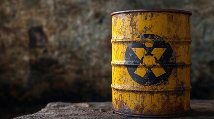 Naklejka premium Chemical Drum with Warning Symbols and Dangerous Leak