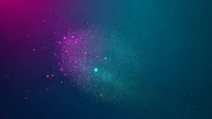Particles floating and glowing on a blue and purple background. This animation is a seamless loop perfect for any project that needs a touch of magic