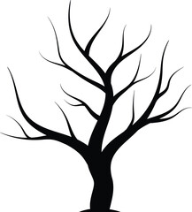 Leafless Tree Silhouette Vector Design, Dead Tree