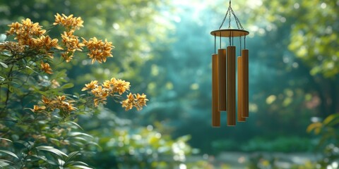 Relaxing Zen Garden Scene with Wind Chime