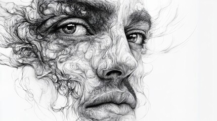 Exploring the Depths of Human Emotion through Abstract Line Art Portrait