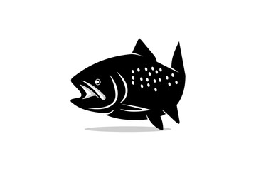 Salmon Fish Wildlife Black Colored Illustration Silhoutte