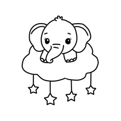 Cartoon elephant vector illustration coloring book for kids 