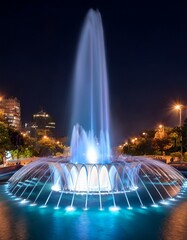 Fototapeta premium A fountain lit up at night