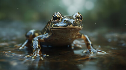 Fototapeta premium frog in the water Generative AI