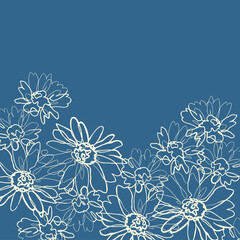 illustration of daisies. daisies on a postcard. freehand drawing. 