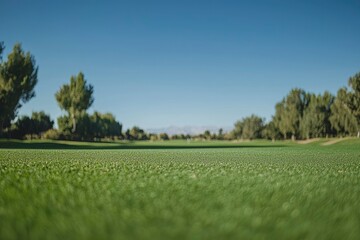 Fototapeta premium A Close-Up View of a Lush Green Golf Course