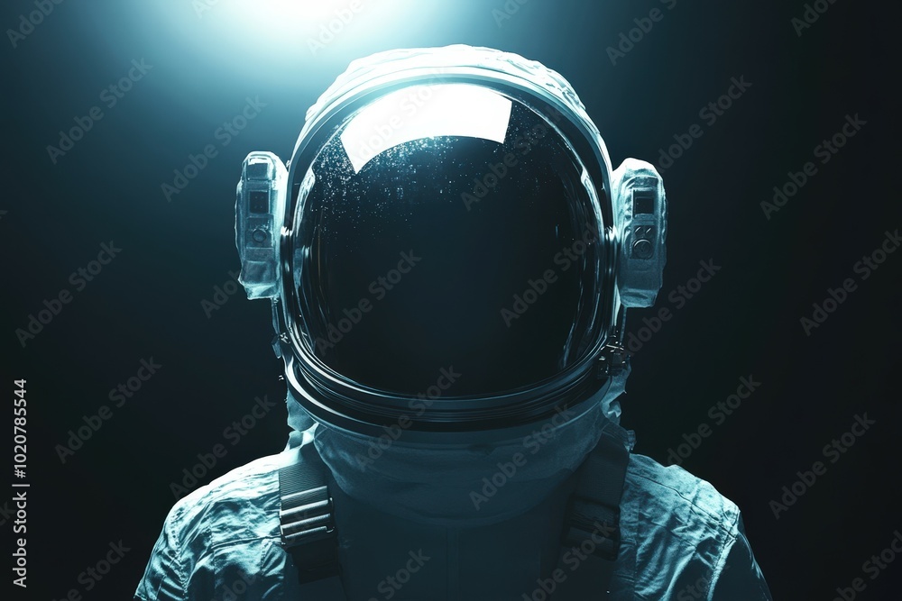 Wall mural astronaut in spacesuit against dark background