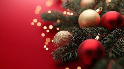 Christmas greeting card with bright winter holiday composition and New Year background