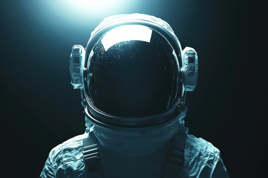 Astronaut in spacesuit against dark background