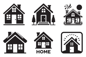 Houses and Apartments Icon Collection Real Estate Silhouette Vector Set
