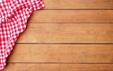 Obraz premium Vintage Wooden Background with Picnic Cloth