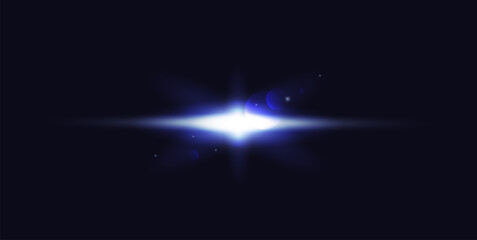 a bright flash of blue glow similar to the light of a star on a dark background