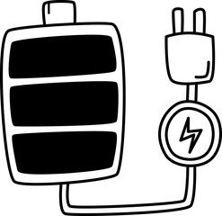 hand drawn illustration of battery rechargeable symbol