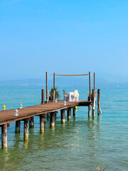 Lake Garda at summer, crystal clear water and beautiful nature