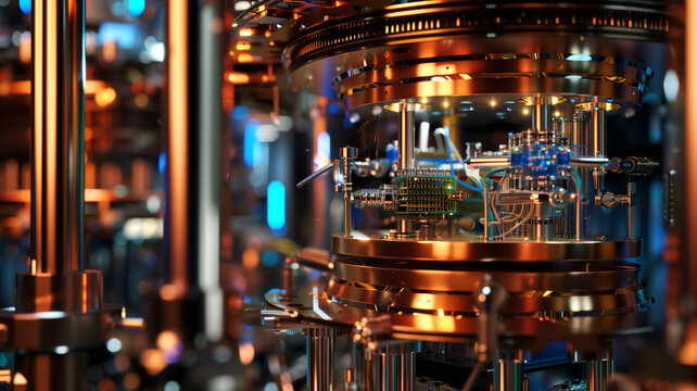 A technical illustration of the inner workings of a quantum comp