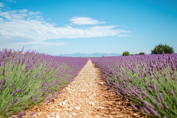 Obraz premium A Path Through a Field of Lavender Flowers