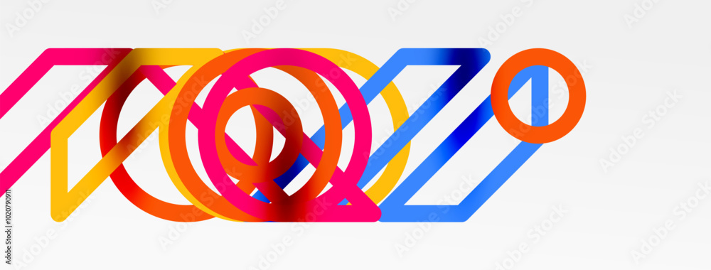 Poster abstract background - colorful circle lines technology or business digital template