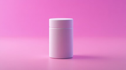 white cosmetic container on pink background