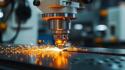 Industrial Laser Cutter with Sparks