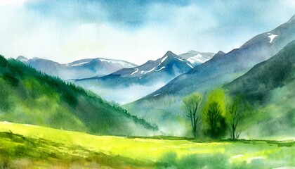 landscape painting with mountains