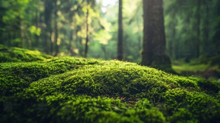 Close-up View of Moss in Forest