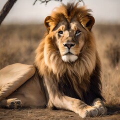 Fototapeta premium lion in the grass