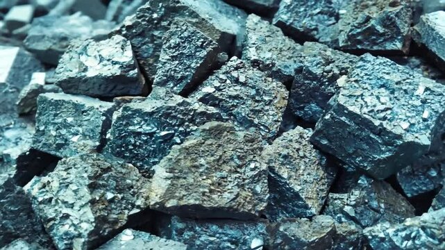 pile of mined nickel,  zoom in. 4K

