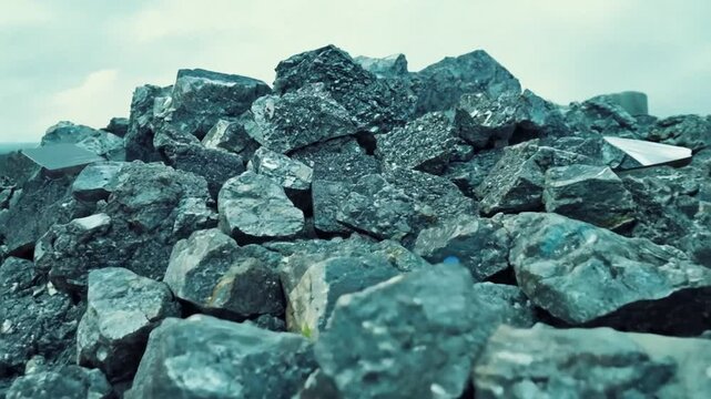 pile of mined nickel,  zoom in. 4K

