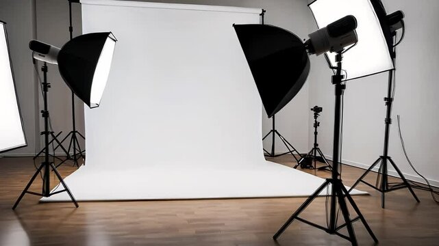 Photography Studio Setup with Professional Lighting Equipment

