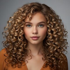 Fototapeta premium Portrait of a woman with curly hair 
