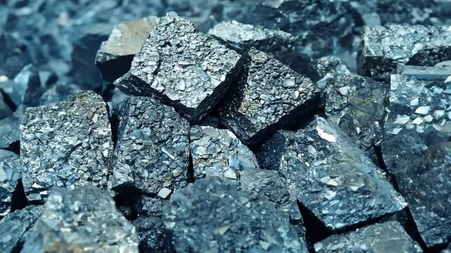 pile of mined nickel,  zoom in. 4K

