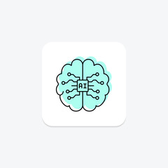 AI Brain color shadow thinline icon , vector, pixel perfect, illustrator file