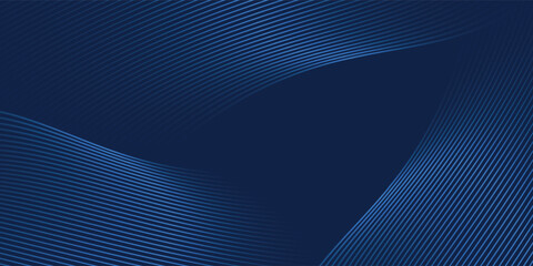Naklejka premium Navy blue abstract background with halftone wavy smooth pattern. Small spot light box. Curve line, cosmic galaxy space. Festive BG for social media, birthday party invitation
