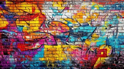 Fototapeta premium Colorful Graffiti on a Brick Wall