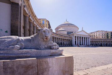 view of famous Piazza del Plebiscito, Naples Italy