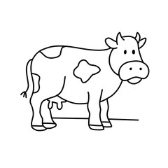 Cartoon cow vector illustration coloring book for kids 