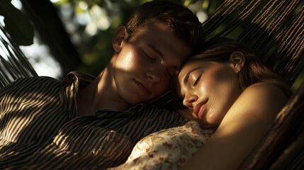 two people sleeping in a hammock
