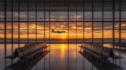 The Airplane Against Sunset
