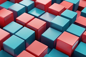 Obraz premium Red and blue 3D cubes creating patterned backdrop