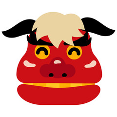 かわいい獅子舞の顔イラスト