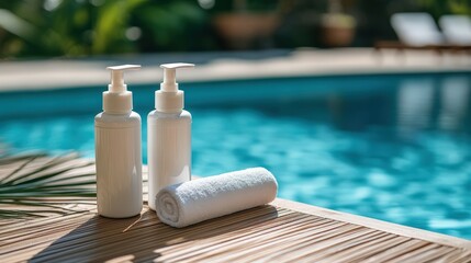 spa products by the pool