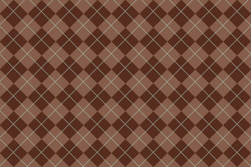 Checkered diamond striped brown fabric seamless pattern
