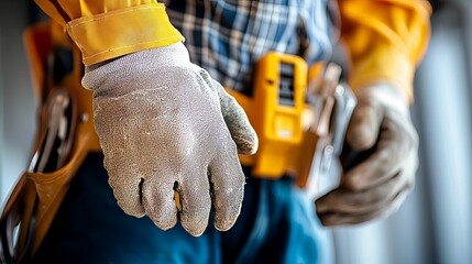 Close-up of a Worker's Hand in a Work Glove