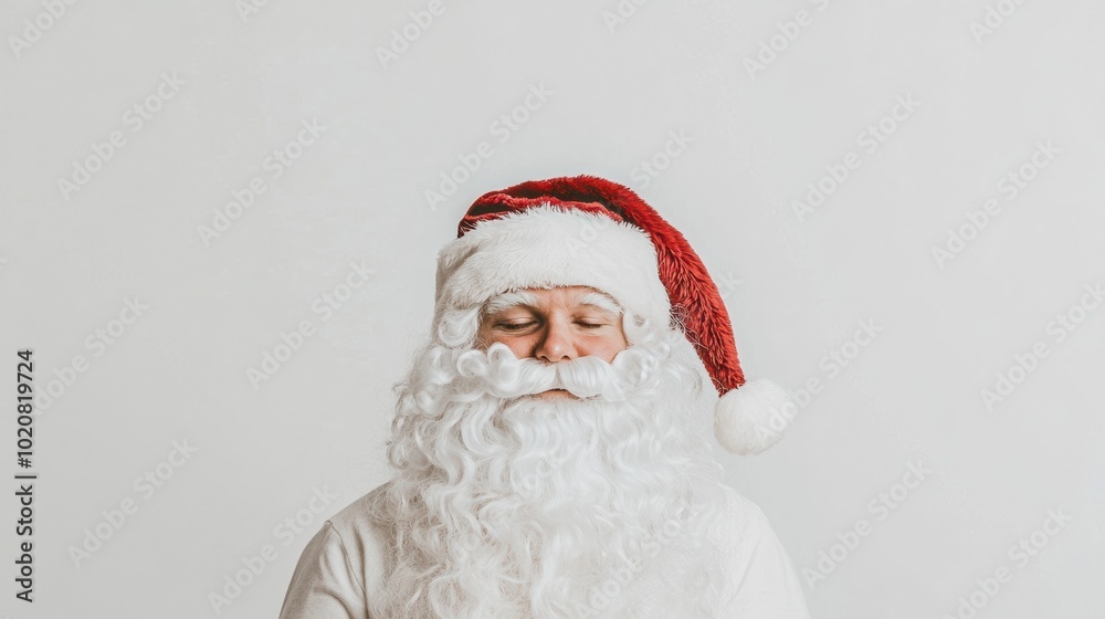 Wall mural A man wearing a santa claus hat and beard