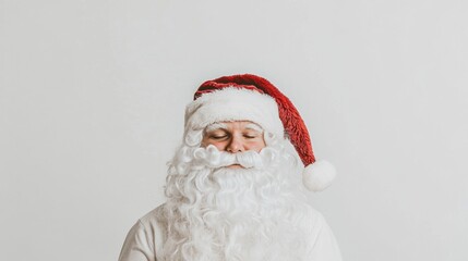 A man wearing a santa claus hat and beard